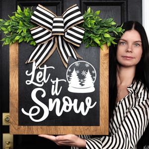 Square Front Door Wreath | Winter Front Door Decor | Let It Snow | Snow Globe | Winter Door Wreath | Winter Door Sign | Winter Hanger