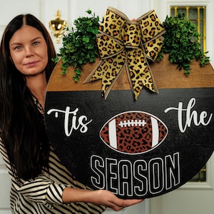 Football Front Door Decor | &#39;Tis The Season | Football Sign | Sports Sign | Football Door Hanger | Football Wreath | Football Door Sign