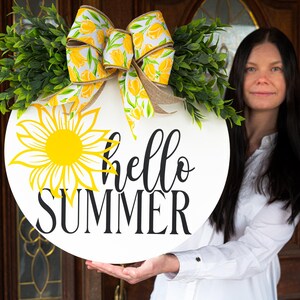 Summer Front Door Decor | Sunny Wreath Hello Summer | Sign Custom | Sunny Wreath Sign | Summer Door Hanger | Custom Wreath Handmade