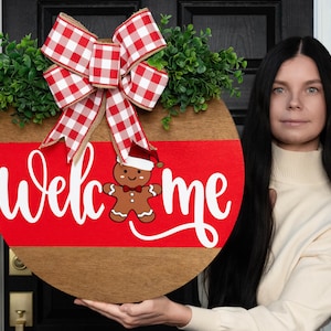 Christmas Front Door Decor | Gingerbread Man | Christmas Wreath | Christmas Decor | Christmas Sign | Christmas Door Hanger | Custom