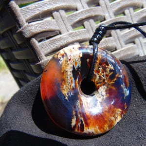 18 gr Donut Anhänger 45 x 14 mm Indonesien Einschluss Weiß Blauer Bernstein für Heilung 25N93
