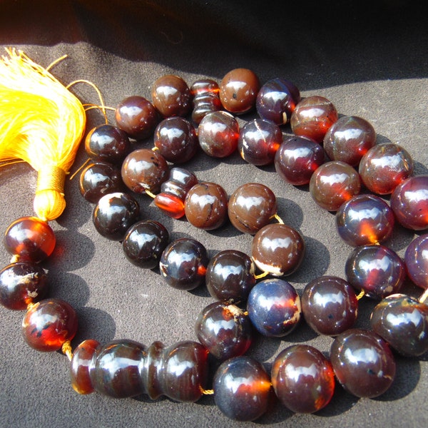 185 gr Tasbih Mesbah rosary 36 pcs 20 mm Indonesia Dark Red Amber AR4