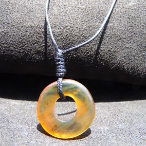 3 gr Donut Pendant 21x7 mm Indonesia Yellow Blue Amber for Healing DO13