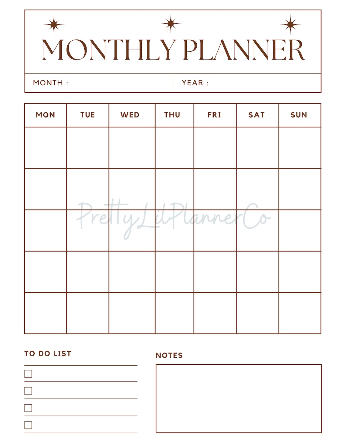 Printable Planner Sheet, Monthly Planner Printable Sheet, Monthly TO DO ...