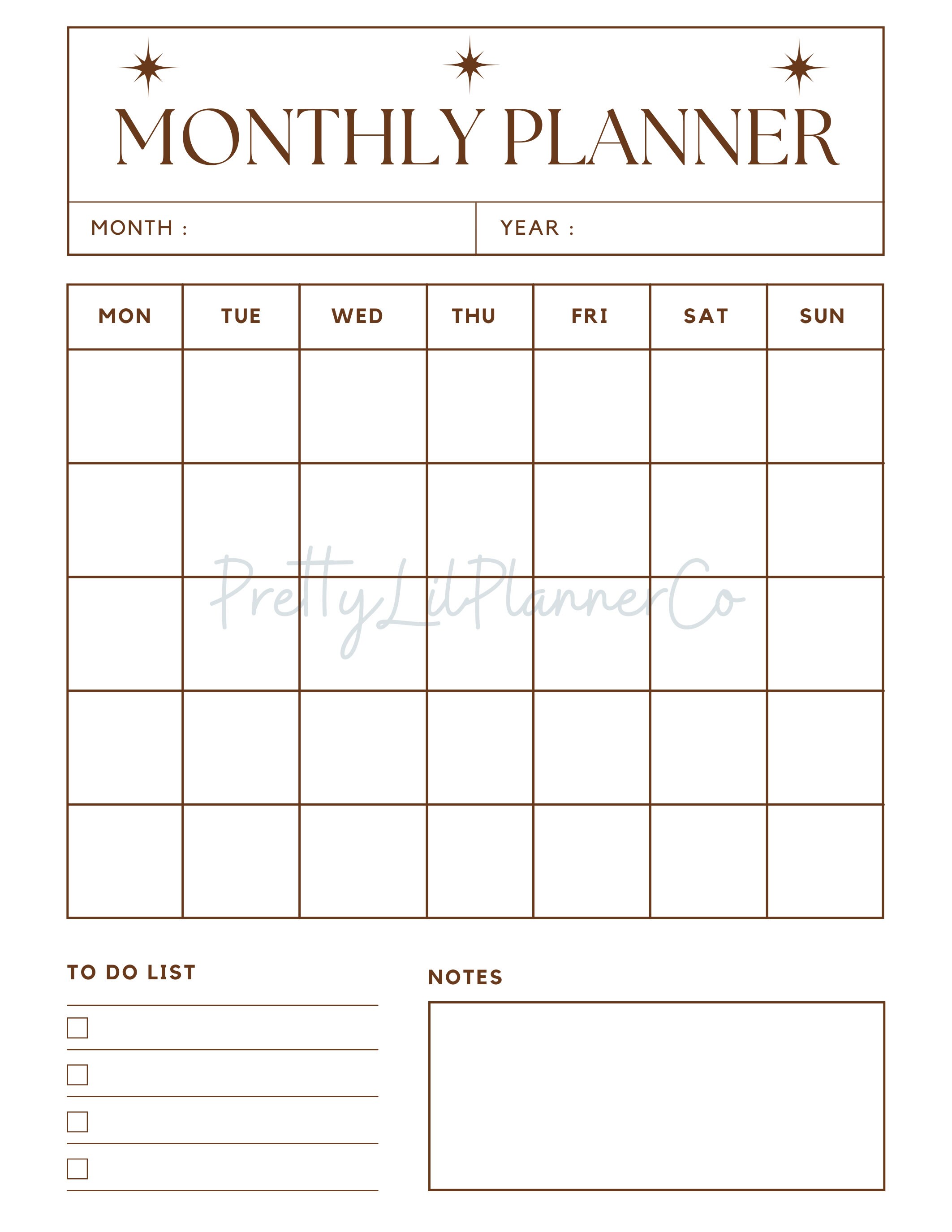 Printable Planner Sheet, Monthly Planner Printable Sheet, Monthly TO DO ...
