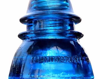 Cobalt Blue Hemingray 42 Glass Insulator - Antique CD 154 Telegraph Glass - Hand Stained Decorative Sun Catcher - Vintage Industrial Decor