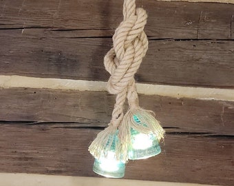 Hanging Rope Light With Glass Insulators and Cord With On/Off Toggle Switch.