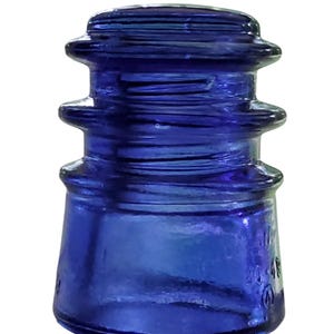 Antique Glass Insulator | Collectible Glass Keepsake | Embossed Telegraph Insulator | Colorized Blue | Decorative Railroad Glass | Gift