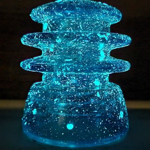 Glow In The Dark | Vintage Glass Insulator | Decorative Railroad Glass | Colorized Electric Insulator | Old Antique Insulator | Glass Gift