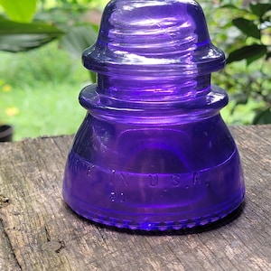 Glass Insulator Vintage Hemingray 42 Violet Purple Colorized Glass Antique Insulator Railroad Glass Antique Decorative Embossed Glass