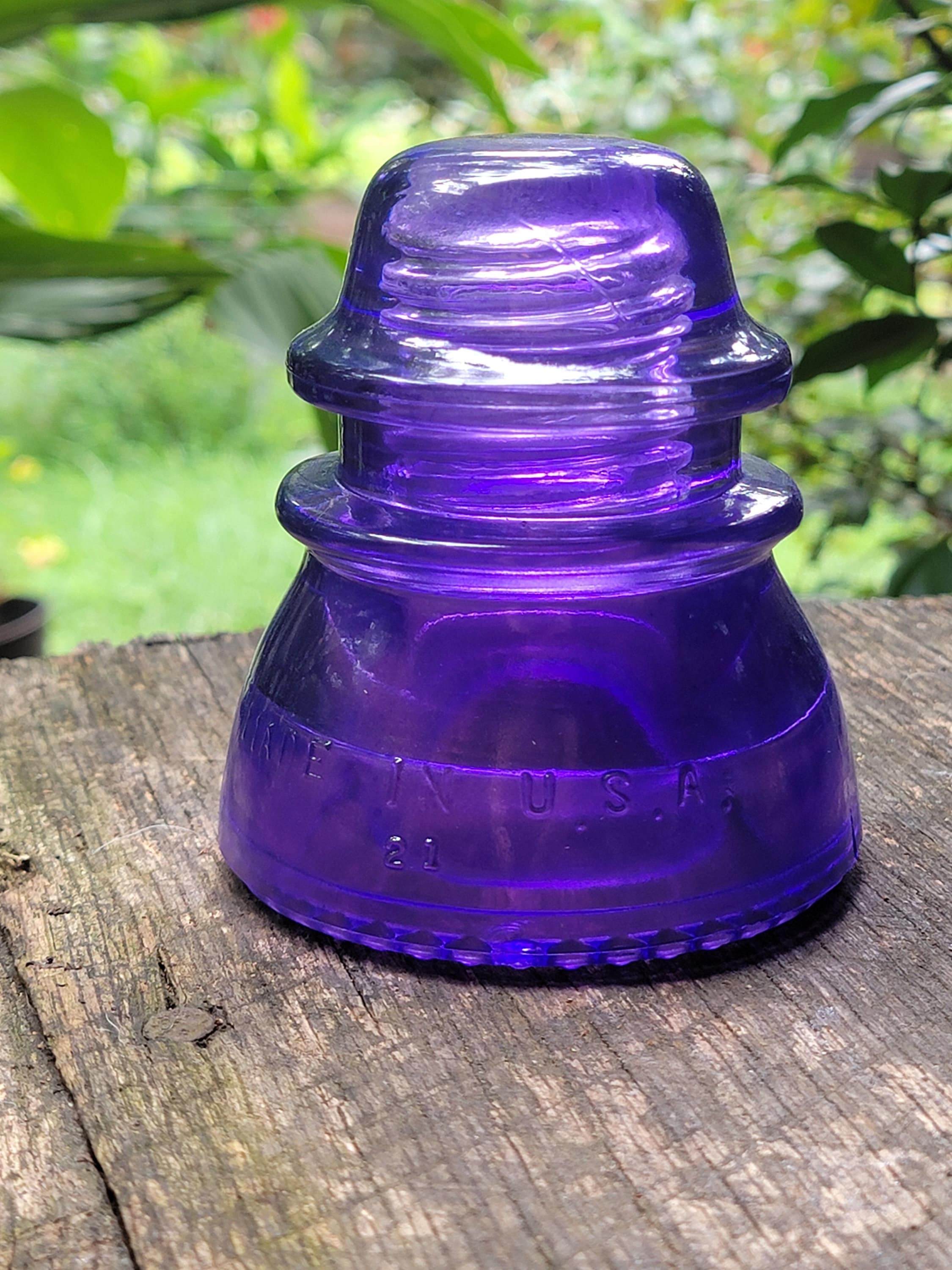 Glass Insulator Vintage Hemingray 42 Violet Purple Colorized
