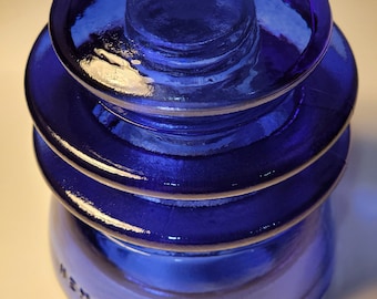 Vintage Hemingray Glass Insulator Colorized Cobalt Blue Stained Decorative Railroad Glass Antique Heming Ray 56