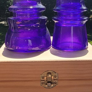 Glass Insulators Set Of 2 Vintage Colorized Purple Violet.  1 Large And One Medium Set Of 2 Antique Colorized Purple Insulators.