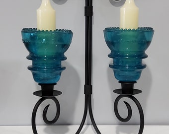 Hemingray Glass Insulator Candle Holder Wall Sconce