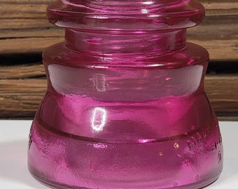 Vintage Glass Insulator | Decorative Railroad Glass | Colorized Pink Electric Insulator | Old Antique Insulator | Antique Glass Collectible