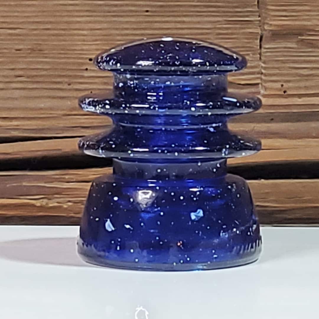 Antique Glass Insulator Cobalt Blue Stained With Stars Decorative
