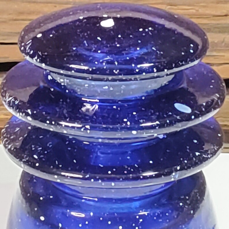 Antique Glass Insulator Cobalt Blue Stained With Stars Decorative