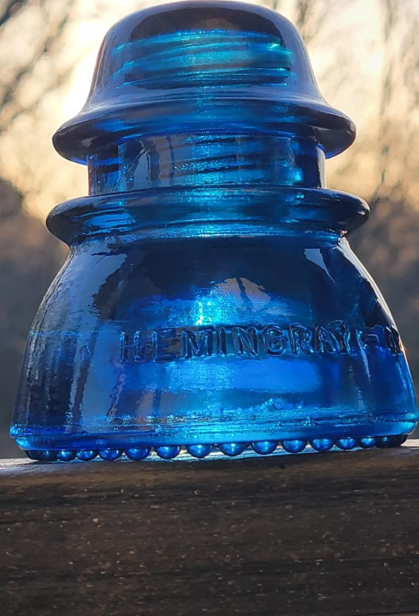 2 Vintage Hemingray 42 Glass Insulators | Colorized | Cobalt Blue Collectible Glass | Authentic Hemingray | Embossed Telegraph Insulator |