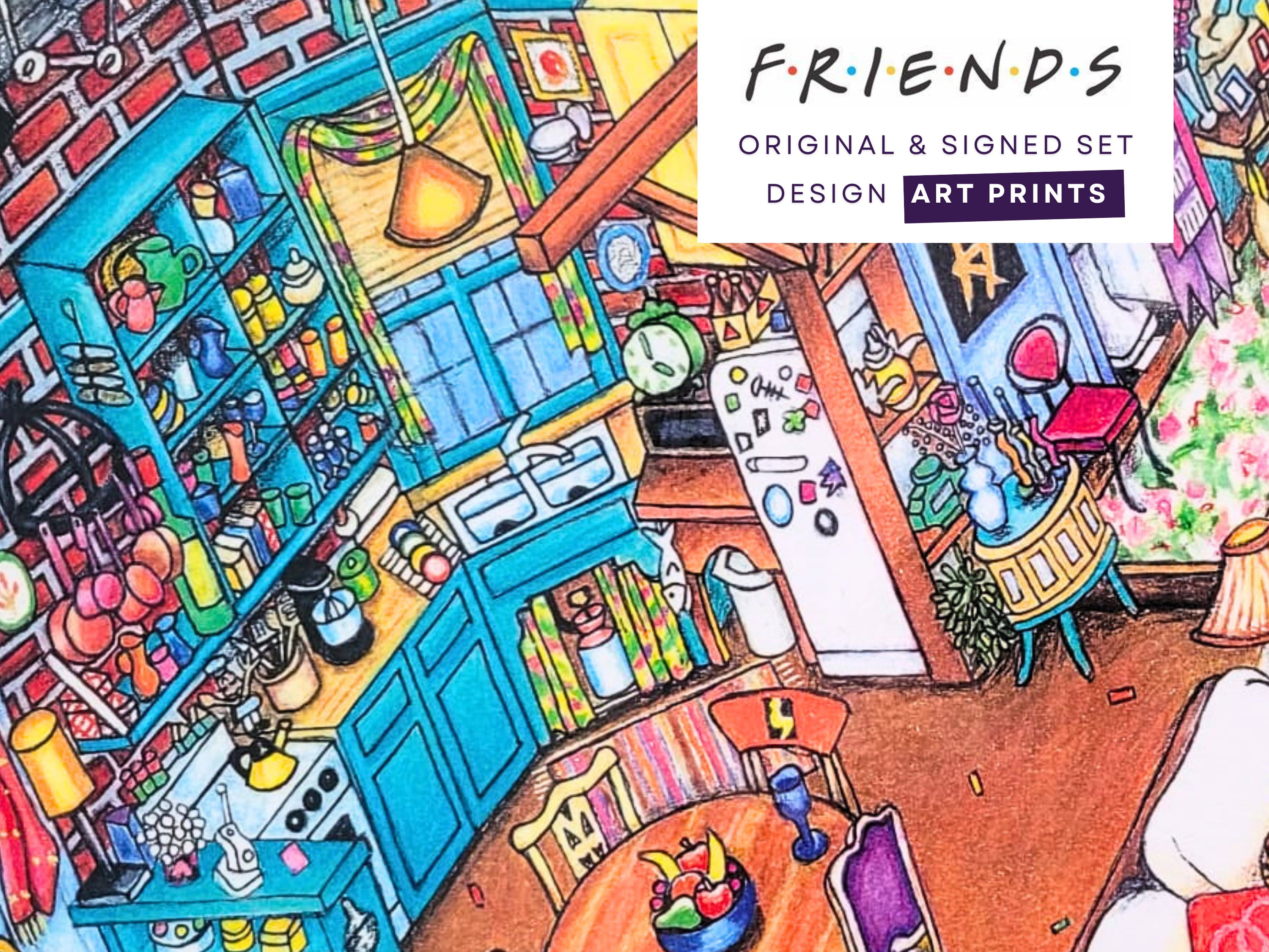 Friends Tv Show Original Art Monica & Rachel's Set Drawing Rare Friends