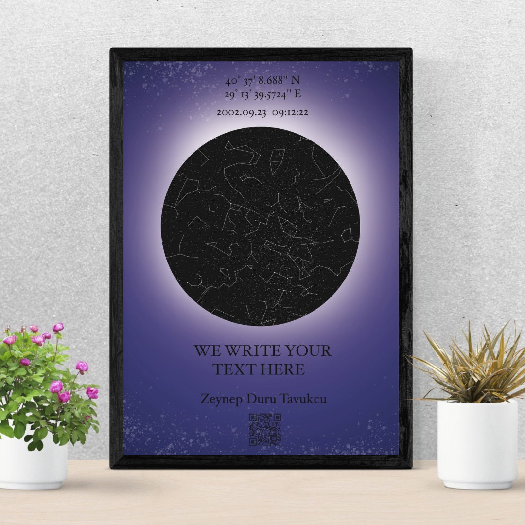 Digital Download Custom Star Map by Date Printable Constellation, Chart ...