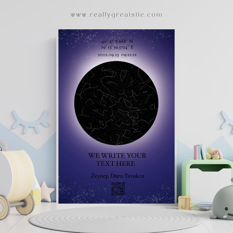 Digital Download Custom Star Map by Date Printable Constellation, Chart, Personalized Star Maps ...