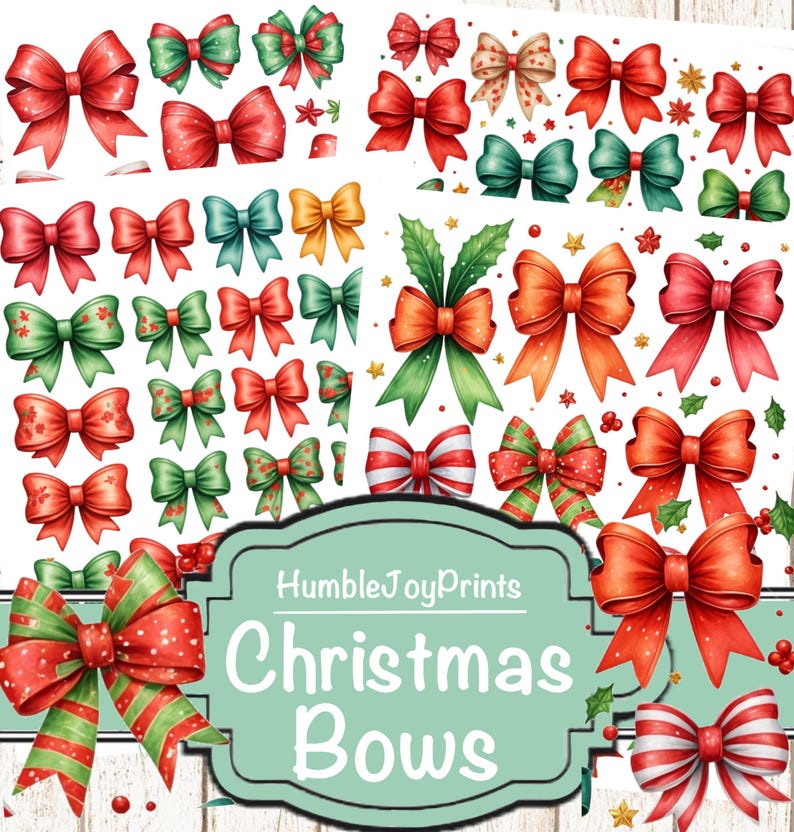 Christmas Bows Fussy Cuts Printable, Ephemera, Junk Journal, Scrapbook ...
