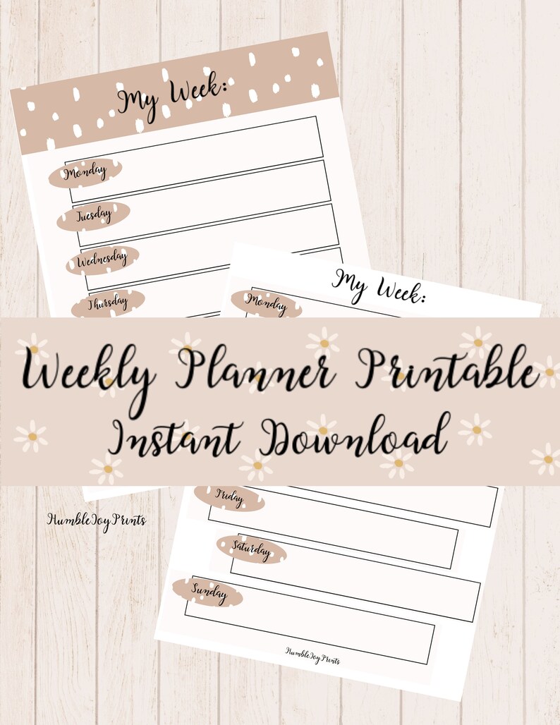 Weekly Planner Printable Instant Download to Do List Daily - Etsy