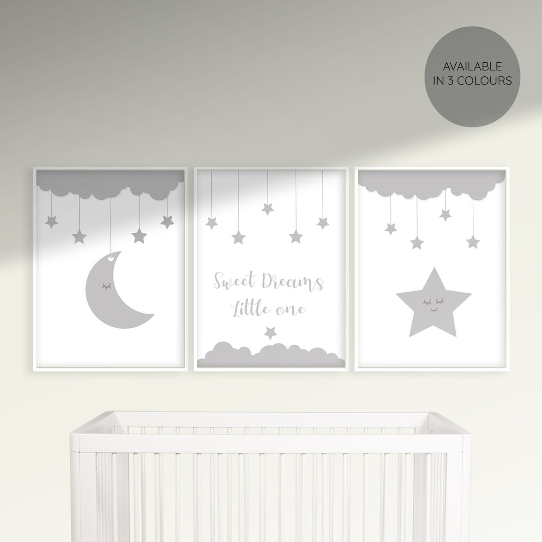 Set of 3 Nursery Prints, Sweet Dreams Little One, Nursery Wall Decor ...