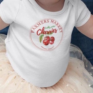 Infant cherry shirt, farmers market, cherries shirt, juicy fruit, simple joy, delicious fruit, wardrobe purchase, cherry lover,cherry tshirt