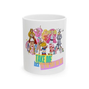 Taza de cerámica con dibujos animados de los 80: "Llévame de vuelta", regalo nostálgico, taza de café vintage, regalo de dibujos animados de los 80, dibujos animados de los 80, niño de los 80