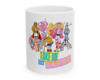 80&#39;s Cartoon Ceramic Mug - Take Me Back, nostalgic gift, vintage coffee mug, 80s cartoon gift, 80s cartoon, 80s cartoons, child of the 80s
