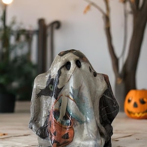Vintage Halloween ghost figurine, vintage ghost figurine, ceramic ghost, ghost decoration, ghost cake topper, adopt a ghost, pet ghost