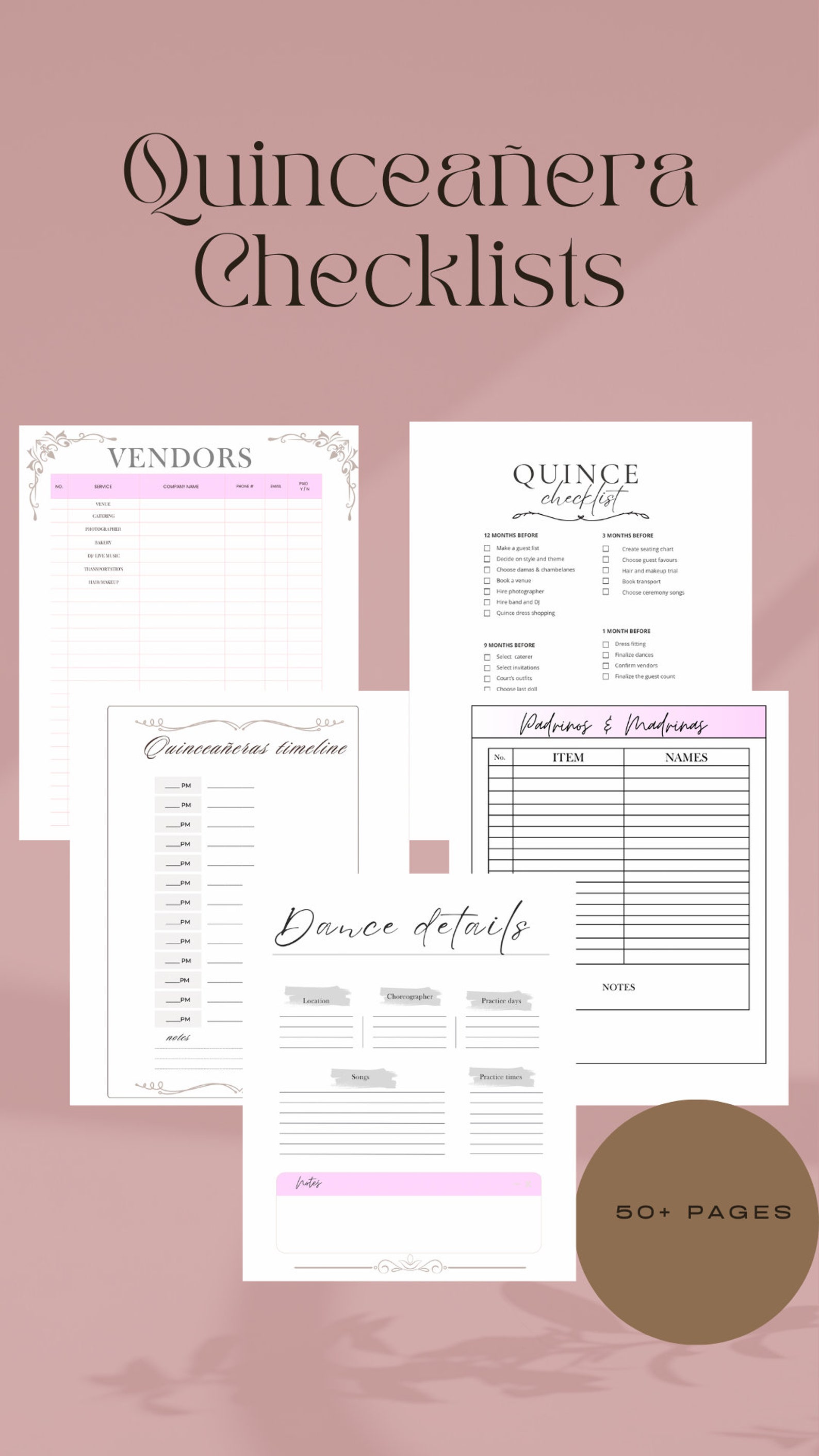 Quince Planner, Printable Quince Planner , Quinceanera Digital Planner, 15 Budget Planner, Mis ...