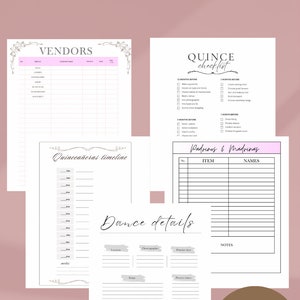 Quince Planner, Printable Quince Planner , Quinceanera Digital Planner, 15 Budget Planner, Mis ...