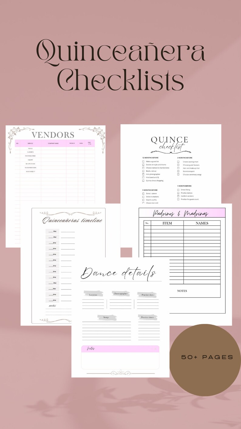 Quince Planner, Printable Quince Planner , Quinceanera Digital Planner, 15 Budget Planner, Mis ...