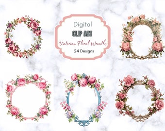 Floral Frame | Digital Border | Wedding Frames | Wedding Design | Watercolor Clipart | Flower Borders | Line Art | Victorian Floral Frame