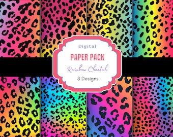Rainbow Leopard Print Digital Paper | Animal Print | Sublimation Download | Rainbow Safari Pattern | Instant Download | Cheetah Print