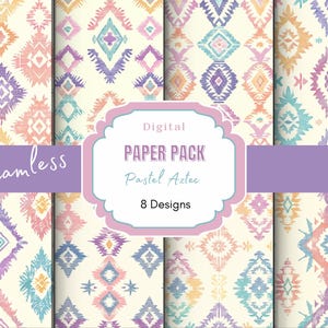 Pastel Aztec Digital Papers | Tribal Patterns| Aztec Paper | Tribal Geometric | Tribal Designs | Tribal Paper | Wedding Invitations