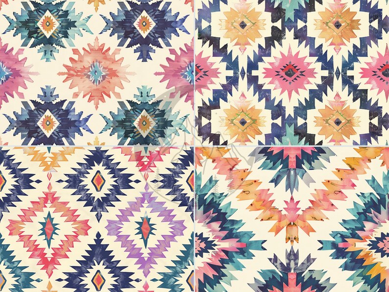 Southwest Seamless Pattern Digital Paper | Commercial Ok | Tribal ...