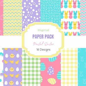Easter Digital Paper | Easter Scrapbook Pages | Easter Clipart | Bunny Papers | Spring Downloads | Easter Eggs | Peeps | Pastel Gingham