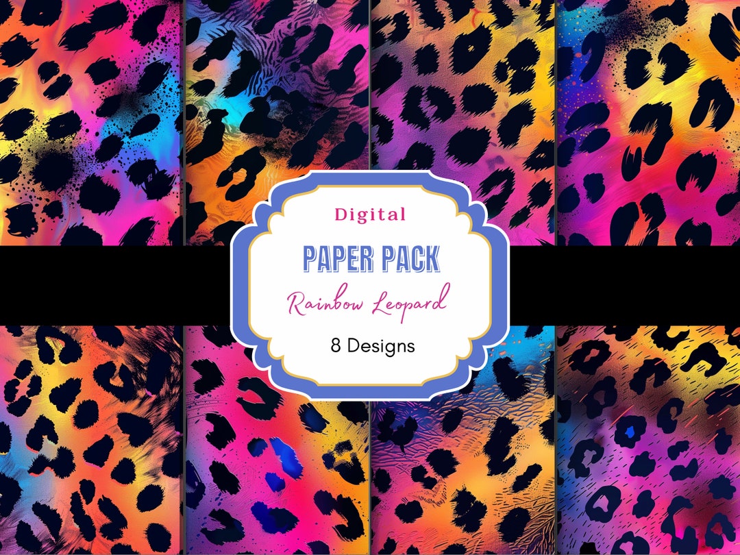Rainbow Leopard Digital Paper | Animal Print |digital Scrapbook Paper ...