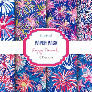 Feuerwerk Digitales Papier | Unabhängigkeitstag | Print On Demand |Feuerwerk nahtlose Muster | 4.Juli | Edel