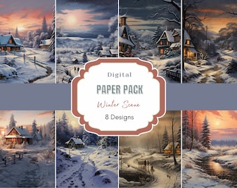 Winter Background | Commercial Use | Snow Winter Wood | Watercolor Winter Forest | Digital Papers | Journal Pages | Winter Clipart