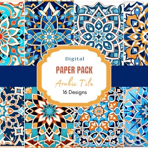 Arabisch tegel digitaal papierpakket | Commercieel gebruik | Direct downloaden | Portugese tegels | Afdrukbare papieren | Kit voor ongewenste tijdschriften | Kaarten maken