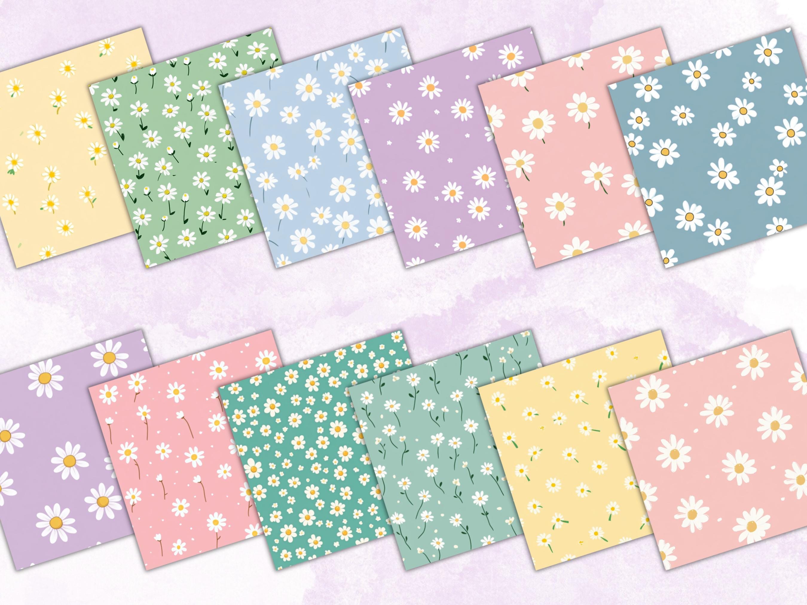 Pastel Daisy Digital Paper – Seamless Floral Patterns – Spring ...