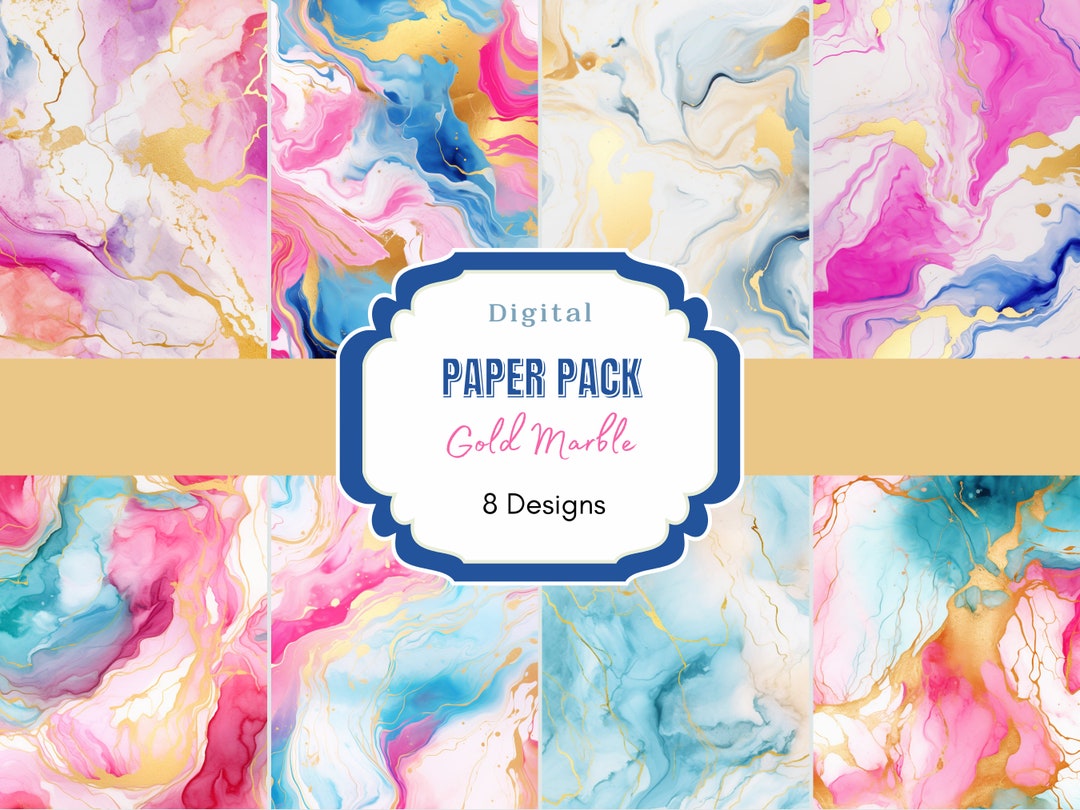 Gold Marble Digital Paper Printable Scrapbook Paper Gold Veins Marble ...