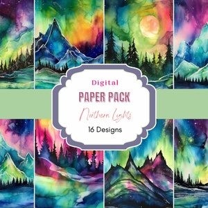 Nordlichter Digital Paper Pack | Kommerzielle Nutzung | Aurora Borealis | Scrapbook Papier | Himmel Digitales Papier | Alkohol Tinte | Tinte Hintergrund