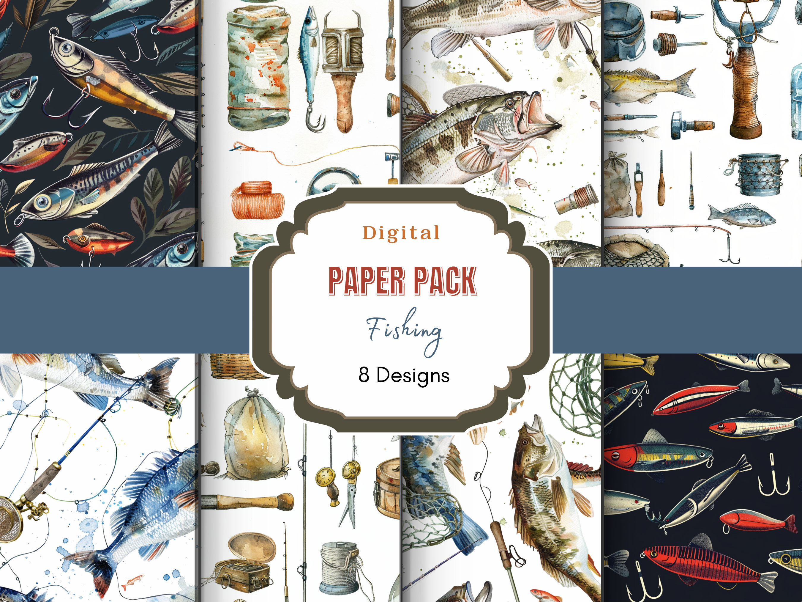 Fish Digital Paper - Etsy