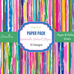 Vertical Stripes Seamless Digital Background, Printable Paper for Crafts, Trendy Patterns, Fabric Design, Watercolor Pattern