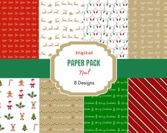 Christmas Digital Paper | Xmas Pattern | Christmas Print Paper | Winter Holiday Seamless Pattern | Card Making | Christmas Scrapbook Papers